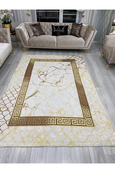 LİMAY Velvet Fabric Decorative Sponge Free Carpet Cover - Washable Practical Large Size 250cmx350cm