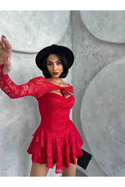 Friday Mood Women's Bolero Lace Mini Dress