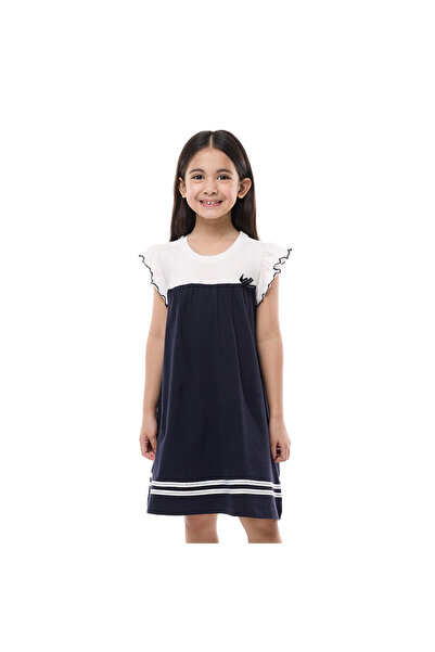 Victor and Jane فستان بناتي بأكمام مكشكشة وقصة على شكل حرف A مع فيونكة، فستان...