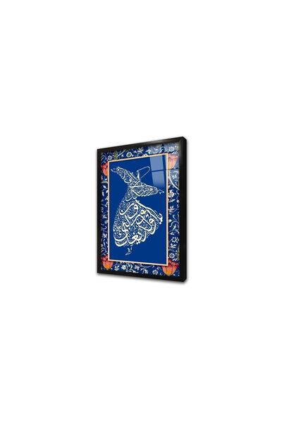 Tablosan Tablou din sticlă cu rame albastru închis Semazen