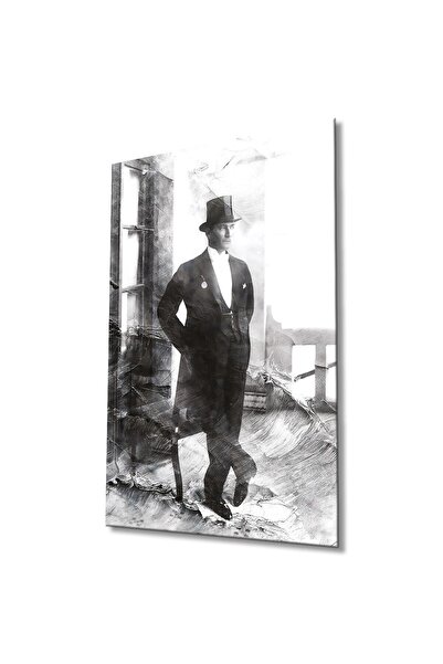 idealizbiz Ataturk Portret Sticlă Pictură Modernă Acasa Birou Sufragerie Cado...