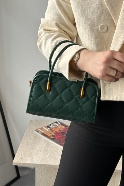 LEONAS Quilted Green Morganne Women's Hand and Shoulder Bag