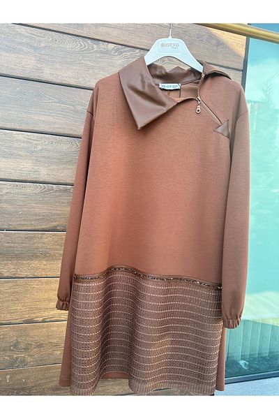 Otto Mesh and Leather Detailed Tunic