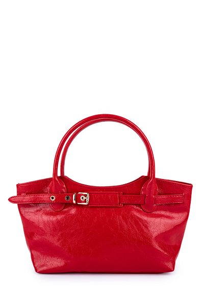 minebag Detailed Belted Women's Handbag |   Faux Leather |   Red