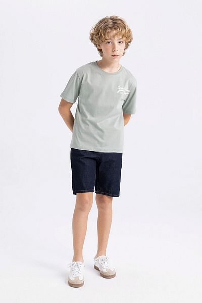DeFacto Boy's Crew Neck Back Printed Short Sleeve T-Shirt D0428a824hs