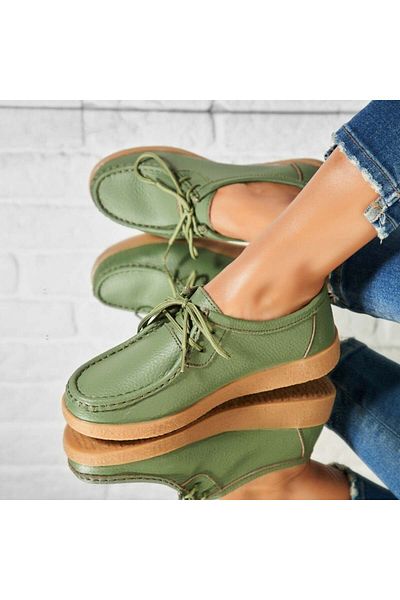 Joana Women's Loafers Natural Leather Green Harla