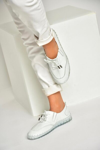 Fox Shoes U555130503 Beyaz Hakiki Deri Spor Ayakkabı