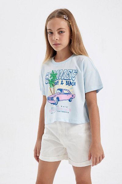DeFacto Tricou cu mânecă scurtă imprimat pentru fete D0870a824hs
