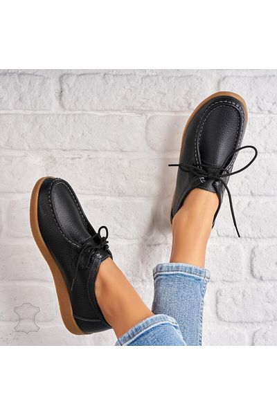 Joana Women's Loafers Natural Leather Black Harla
