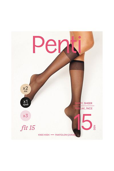Penti Fit 15 Den 3-Piece Knee Pants Socks 2 Skin + 1 Black
