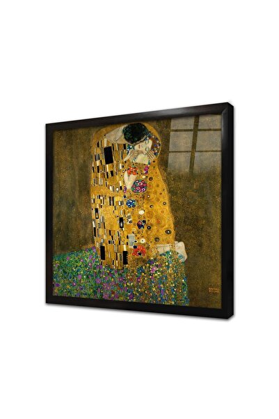 Tablosan Tablou de sticlă cu rame alb-negru Kiss