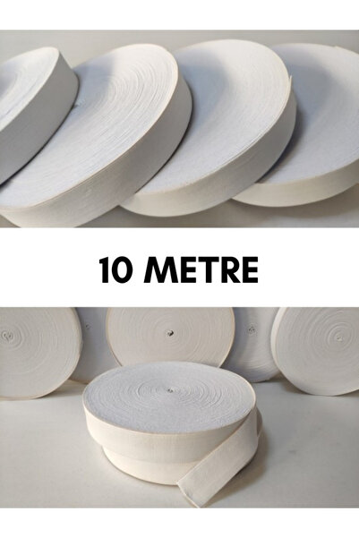 dm dikişmarket 10 Metre - Beyaz Bel Paça Yassı Geniş Lastik Lateks Ürün - Elastik Bant - Don Lastiği