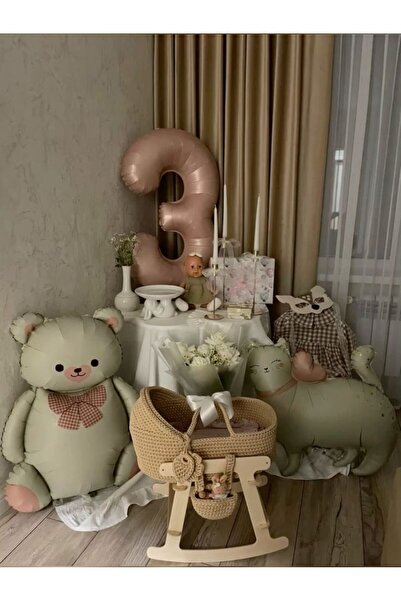 MERİ PARTİ 3 YAŞ RAKAM FOLYO BALON SEVİMLİ KEDİ FOLYO BALON AYI FOLYO BALON D...