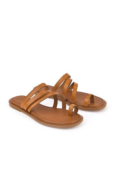 Ziya Women's Genuine Leather Slippers 1511010 Z1018 Tan