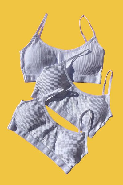 Beyaz Gelincik Underwear Curea de frânghie albă cu nervuri pentru femei, bustieră detașabilă, jumătate de maioț 3 buc
