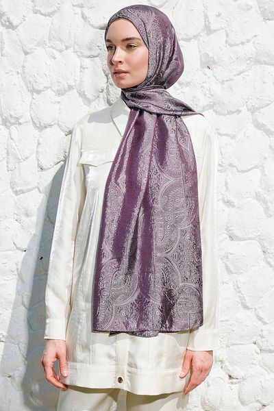 Mooncorn Σάλι Vera Pattern Shine Line Μωβ-Γκρι