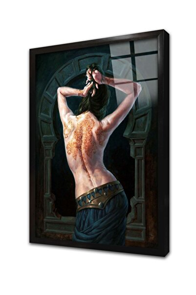 Tablosan Tablou din sticlă înrămată cu femeie cu tatuaj pe spate 30x40 Cm