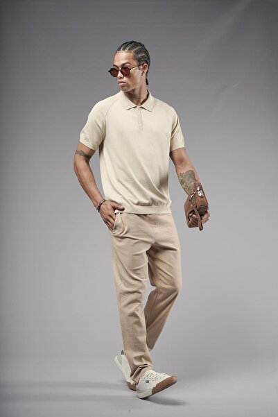 king brich Ανδρικό πλεκτό μπλουζάκι Polo Neck Raglan Sleeve