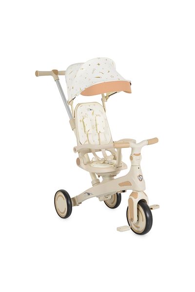 OEM Tricicleta copii 1-6 Ani, Pozitie de somn si maner pliabil, Byox Juno Beige, Scaun rotativ