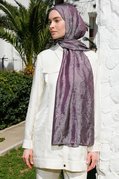 Mooncorn Σάλι Vera Pattern Shine Line Μωβ-Γκρι