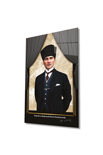 idealizbiz Πορτρέτο Ατατούρκ Γυάλινη ζωγραφική Μοντέρνο σαλόνι γραφείου σπιτι...