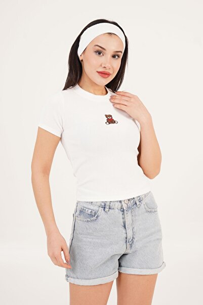 Hipo Trend Μπλουζάκι με κεντημένο λευκό κορδόνι με αρκουδάκι