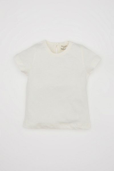 DeFacto 2-teiliges Set für Baby-Mädchen – weich besticktes Kurzarm-T-Shirt und Jeans-Overall D0790a524hs