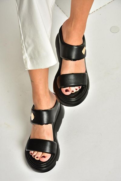 Fox Shoes U 312254509   Papuci de damă cu talpă groasă neagră