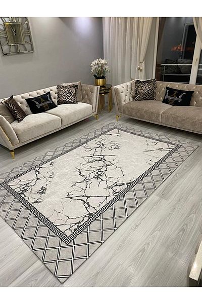 LİMAY Practical Velvet Fabric Spongeless Carpet Cover - Washable - Decorative - Large Size 250cmx350cm