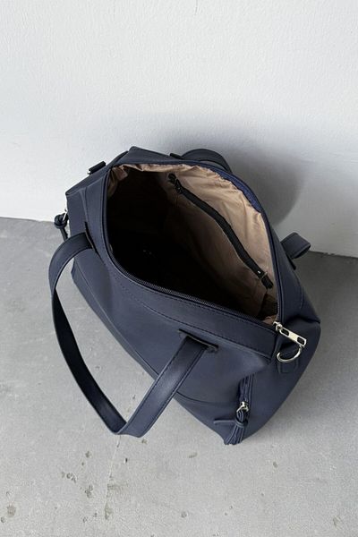 LEONAS Multi-Eye Zipper Detailed Women's Large Size Hand and Shoulder Bag Tatum Navy Blue