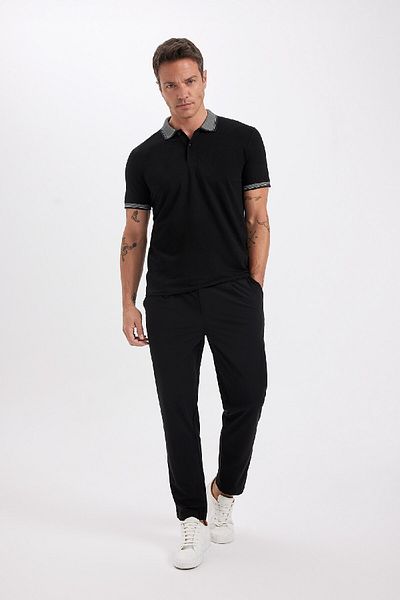 DeFacto Slim Fit, nem hajlítható póló nyakú karszalagos pamut póló D0033axns