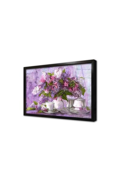 Tablosan Tablou din sticla cu rama cu flori 20x30 Cm