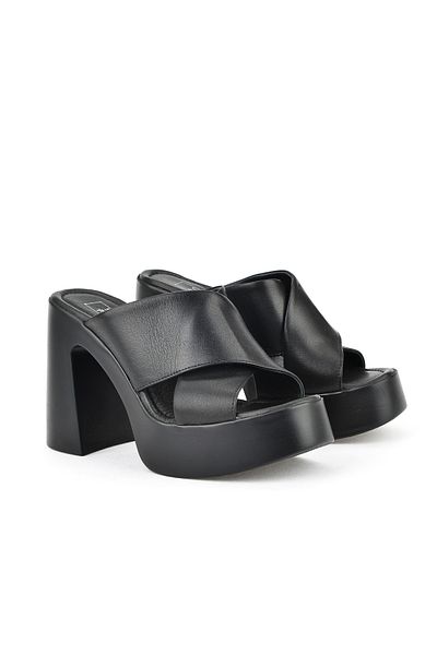 Ziya , Papuci de damă din piele naturală cu toc 151992 Z66001 Negru