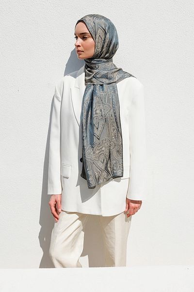 Mooncorn Şal Shine Line - Albastru Petrol & Bej