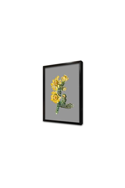 Tablosan Pictură MDF cu cadru, fundal gri, floare galbenă II
