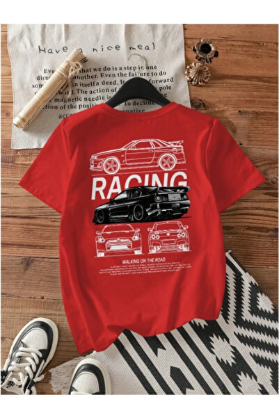 MOONBULL Unisex Racing Back Printed Oversize T-Shirt