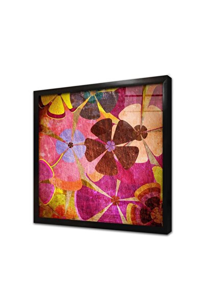 Tablosan Tablou de sticlă înrămată cu flori abstracte
