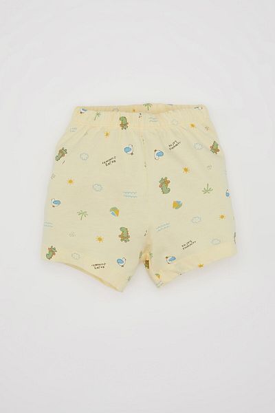 DeFacto Baby Boy Dinosaur Patterned Combed Cotton Pajamas Set - Short Sleeve Shorts C5200A524Hs