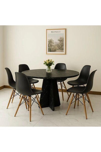İGEMTASARİM YUVARLAK MODERN DEKORATİF YEMEK MASASI MUTFAK MASASI