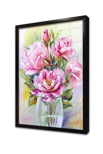Tablosan Flori în vază Pictură în sticlă înrămată 30x40 Cm