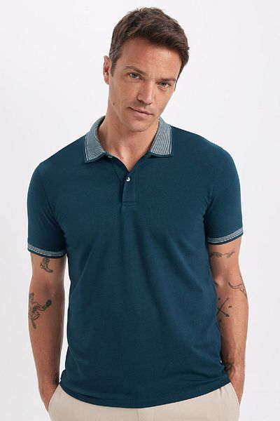 DeFacto Slim Fit, nem hajlítható póló nyakú karszalagos pamut póló D0033axns