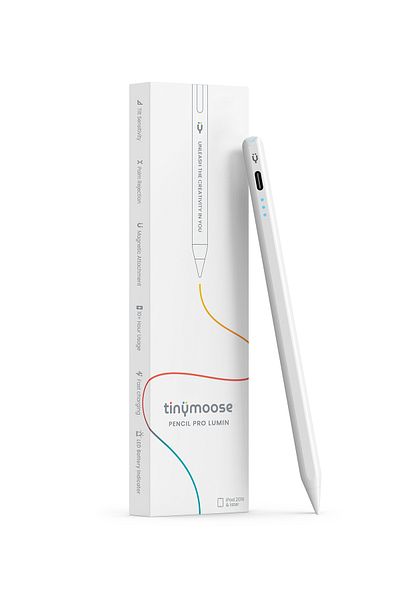 Tinymoose قلم برو لومين - مؤشر بطارية 3 LED، شحن USB-C، رفض راحة اليد - iPad 2018 والإصدارات الأحدث