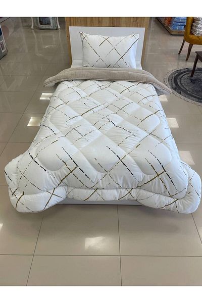 Sudemhome Single Double Sided Luxury Welsoft Elite Quilt Soft Fleece Quilt and Pillowcase Reflection Beige