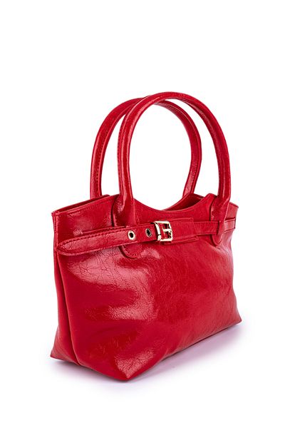 minebag Detailed Belted Women's Handbag |   Faux Leather |   Red