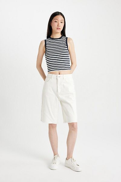 DeFacto Απλό Gabardine Capri με τσέπες ψηλής μέσης - D0326ax24sm