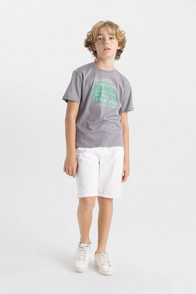 DeFacto Chlapecké tričko s krátkým rukávem s potiskem Crew Neck D0396A824HS