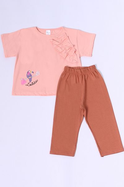 HÇM Girl's Short Suit Oversized Mold Printed Ruffled B34