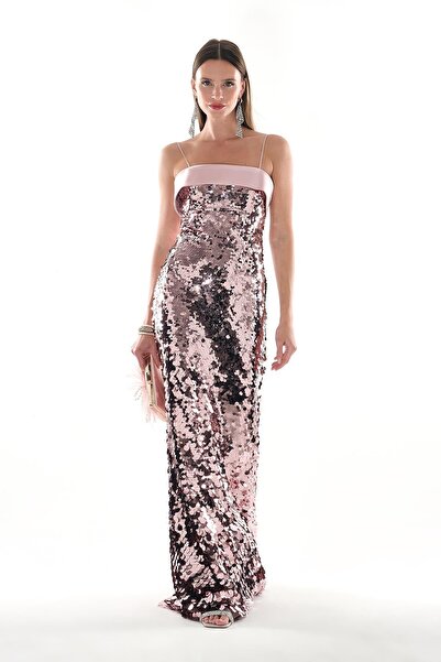 EXPLOSION Saten Garnili Abiye Elbise