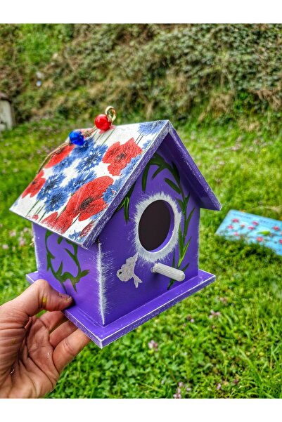 Home 4 adet büyük kuş evi, ahşap bahçe süsü, kişiselleştirilebilir renkler