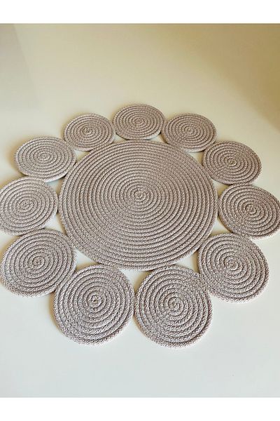 ELÇİÇEK HOME Handmade, Paie, Covoraș, Față de masă, Față de masă decorativă 50*50 Cm (bej)